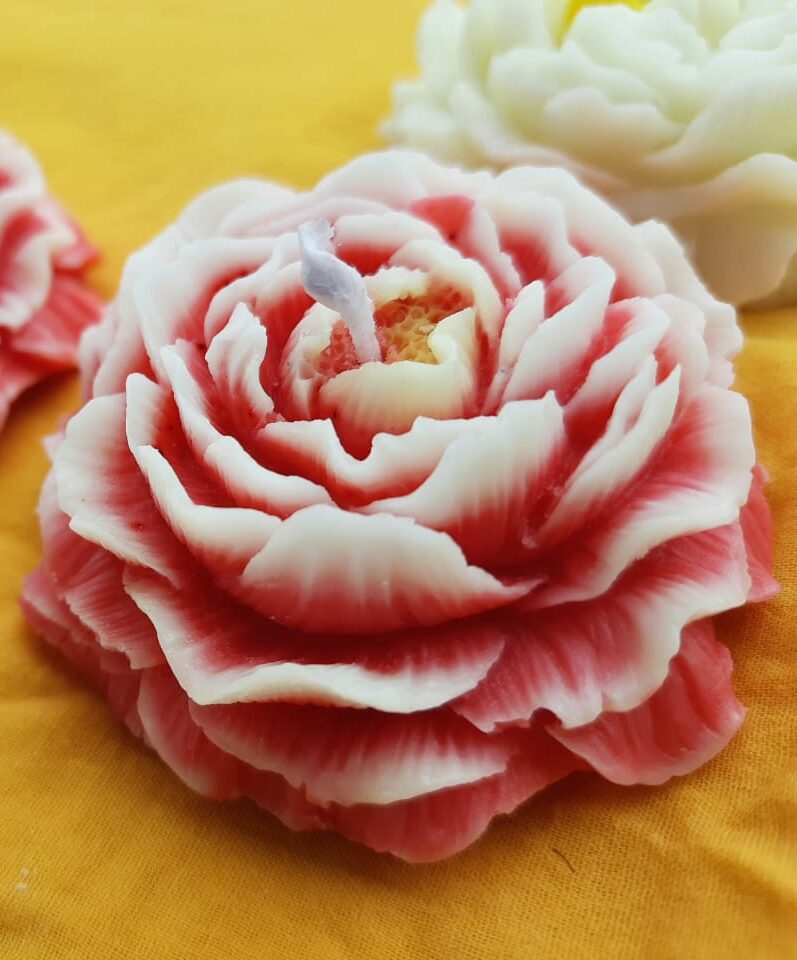 Peony flower candle
