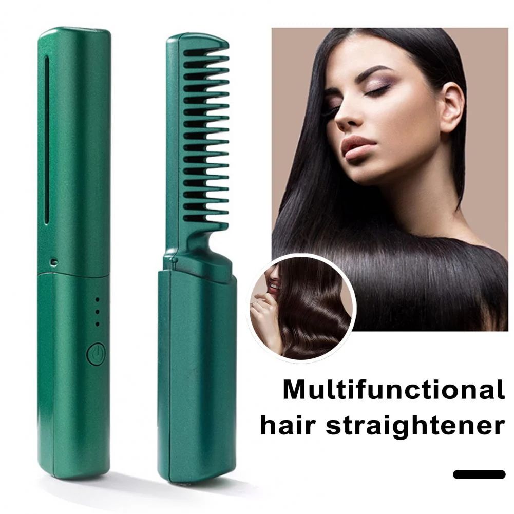 Cordless Hair Straightener Brush – USB Rechargeable, Anti-Scald, 70 Min Use