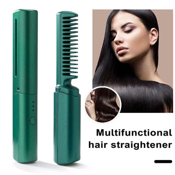 Cordless Hair Straightener Brush – USB Rechargeable, Anti-Scald, 70 Min Use