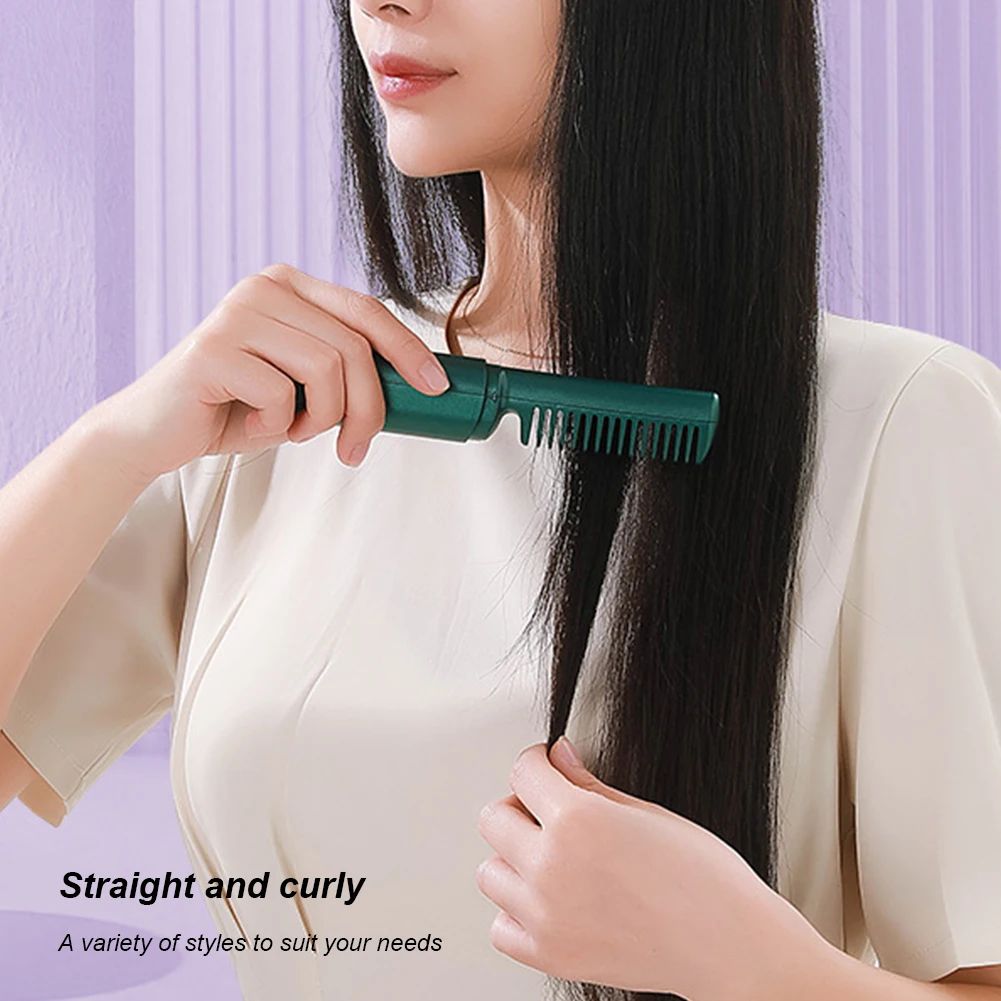 Cordless Hair Straightener Brush – USB Rechargeable, Anti-Scald, 70 Min Use